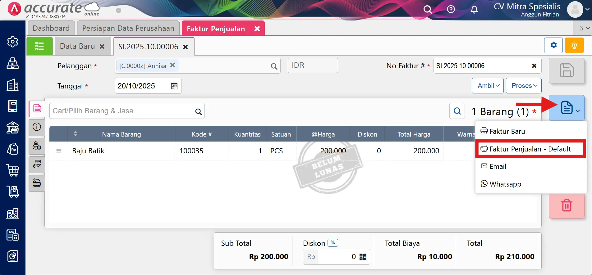Cara menampilkan terbilang huruf kapital di faktur penjualan